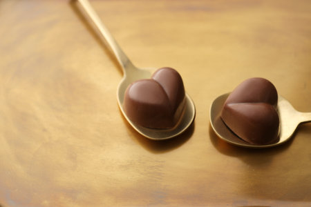 Group photo of chocolates with red heart-shaped chocolatesの写真素材