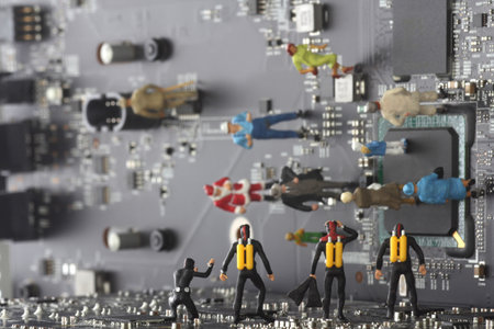 People from a wide variety of professions on the foundation of the personal computerの写真素材
