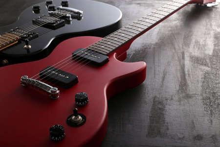 Electric guitar parts and enlarged photo
