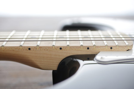 Electric guitar parts and enlarged photo