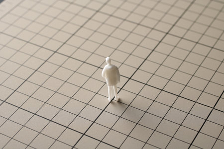 A collection of miniature dolls arranged in an orderly mannerの写真素材