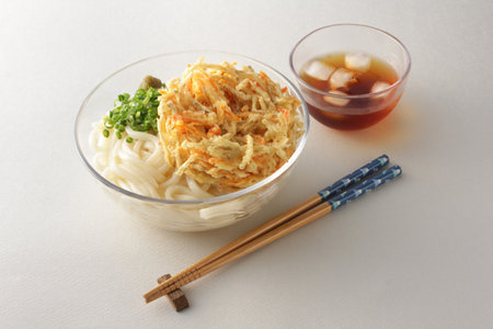 Zaru udon with tempura in summer Japan foodの写真素材