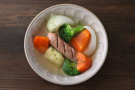 Pot-au-feu with plenty of vegetables that warm your body in the winter seasonの写真素材