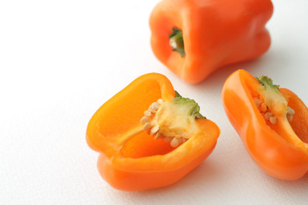 Group photo of paprika and colored bell peppersの写真素材