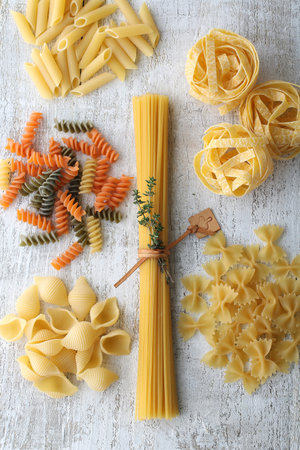 Group photo of various types of pastaの写真素材