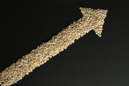 Chart showing cereal yield with arrowsの写真素材