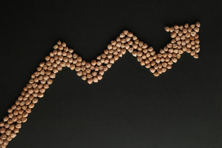 Chart showing cereal yield with arrowsの写真素材