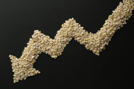 Chart showing cereal yield with arrows