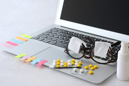 Various fatigues such as computer and eye fatigue and medicines and eye dropsの写真素材