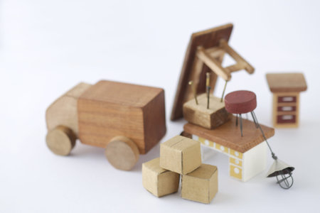 Diorama of moving truck and packing made with a small model