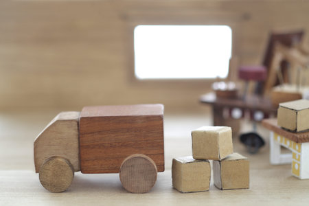 Diorama of moving truck and packing made with a small model