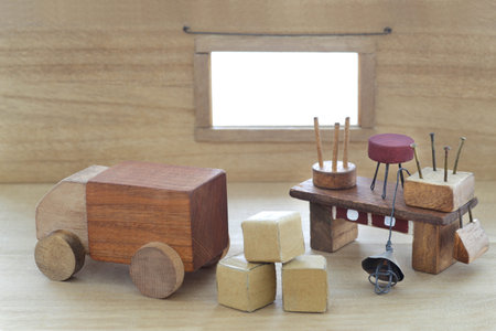 Diorama of moving truck and packing made with a small modelの写真素材