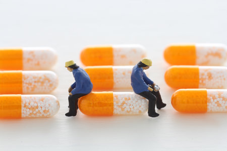 Medications for people with depression and lack of energy and capsulesの写真素材