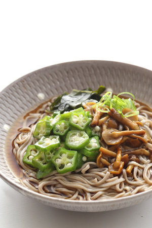 Sticky bukkake soba noodlesの写真素材