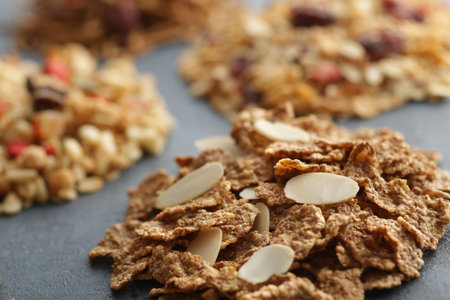Group photos of various cereals, granola, and muesli