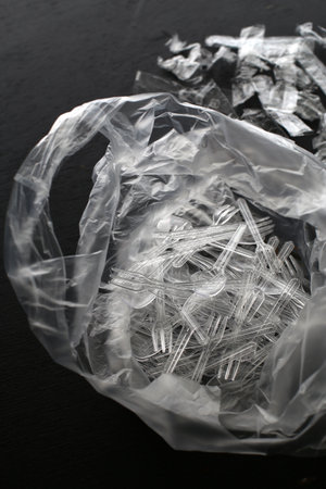 Group photo of discarded plastic bottles and plastic productsの写真素材