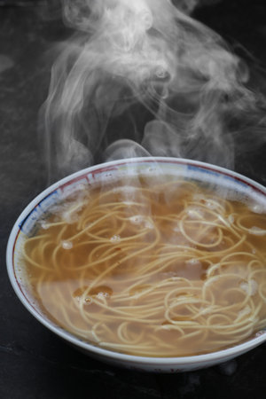 Hot steaming ramen noodles