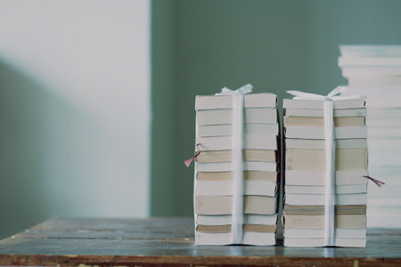 Disposal and decluttering of a large number of books, magazines and paperbacksの写真素材