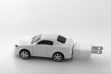 Electric Vehicles and Charging Stations and Outletsの写真素材