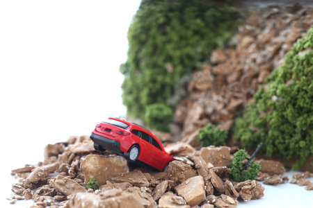 Cars buried by landslidesの写真素材