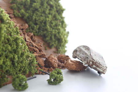 Cars buried by landslidesの写真素材