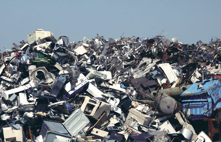 Industrial waste of metals piled up in industrial areas