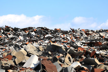Industrial waste of metals piled up in industrial areasの写真素材