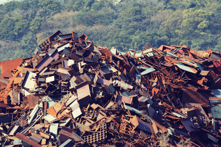 Industrial waste of piled metalsの写真素材