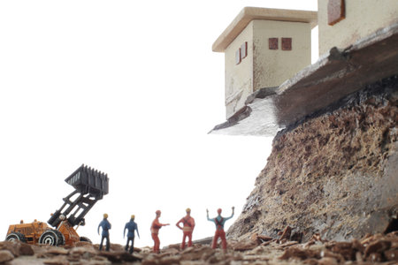 A house on the verge of collapse due to a landslide