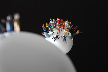 Population growth of the diorama Earth and migration of other starsの写真素材