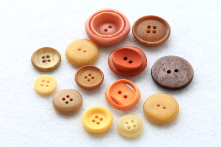 Group photo of colorful buttons used in dressmaking