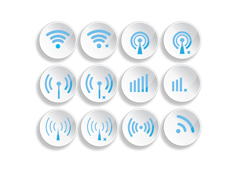 Set of different wireless 3d buttons and wifi iconsのイラスト素材