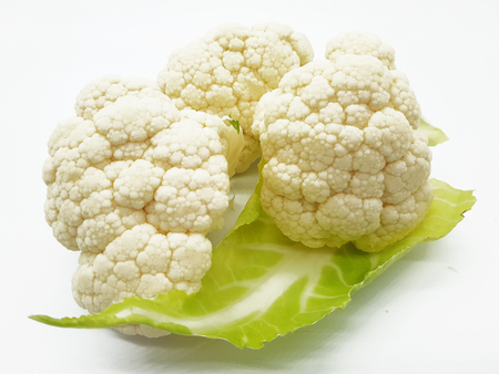 Cauliflower isolated on black backgroundの写真素材