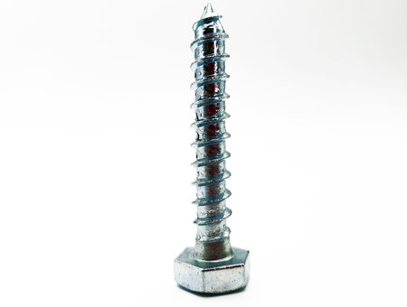 Screws released on white backgroundの写真素材