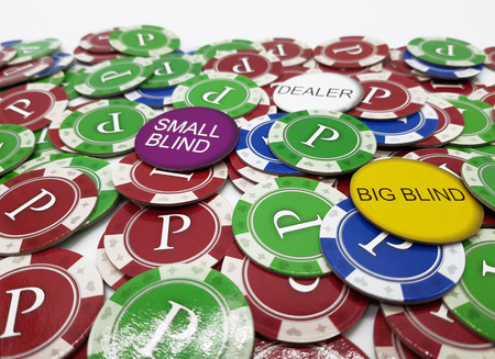 poker chips on white backgroundの写真素材