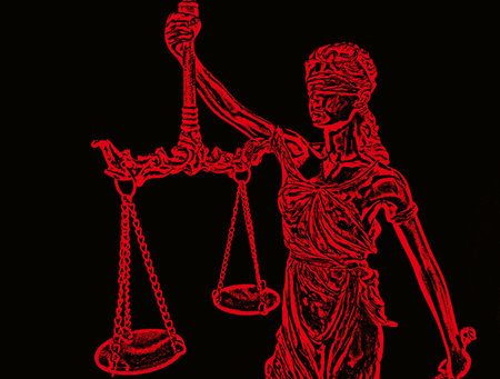 Justice figure painterly isolated on neutral background