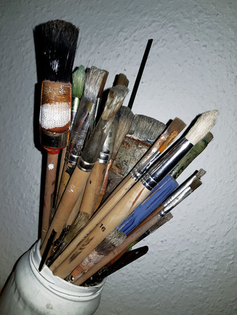 Brush for drawing and painting on a white backgroundの写真素材