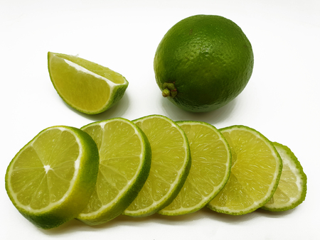 Limes isolated on white backgroundの写真素材