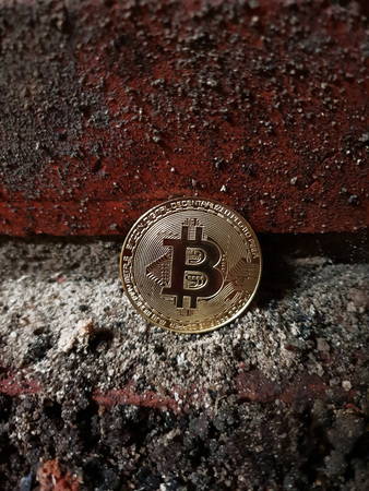 Bitcoin currency in the basementの写真素材