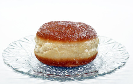 Berliner pancake isolated on white backgroundの写真素材