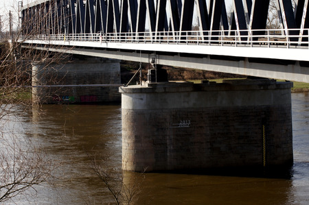 Railway bridge Steel structure over the Elbeの写真素材