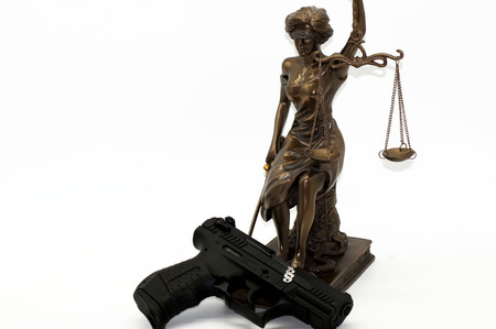 Gun law, gun released on neutral backgroundの写真素材