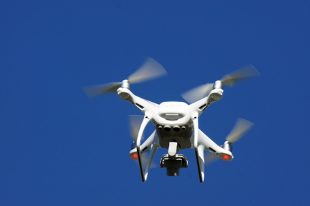 Drone is flying in the skyの写真素材