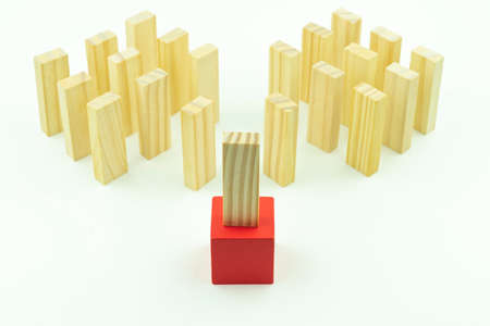 Business concept for leadership, teamwork and success played out on wooden cubes. Series of photosの写真素材