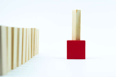 Business concept for leadership, teamwork and success played out on wooden cubes. Series of photosの写真素材