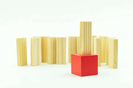 Business concept for leadership, teamwork and success played out on wooden cubes. Series of photosの写真素材