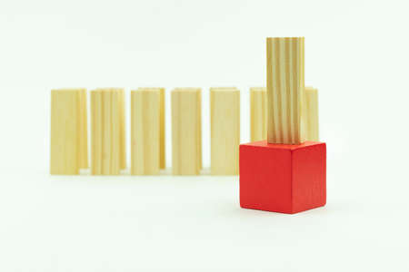 Business concept for leadership, teamwork and success played out on wooden cubes. Series of photosの写真素材