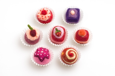 assortment of colorful felt pralinesの写真素材