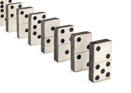 row of old dominoes の写真素材