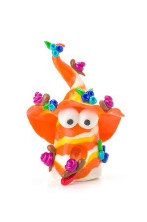 Handmade modeling clay figure with snailsの写真素材